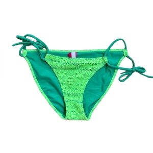 Victorias Secret Women’s Neon Green Crochet Side Tie Bikini Bottom Small